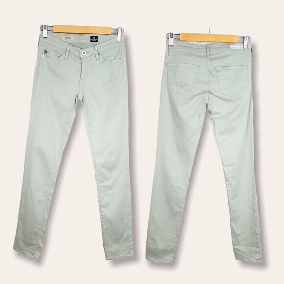 AG Adriano Goldschmied The Stilt Cigarette Jeans Mint Green Size 25 Low Rise - Picture 2 of 11